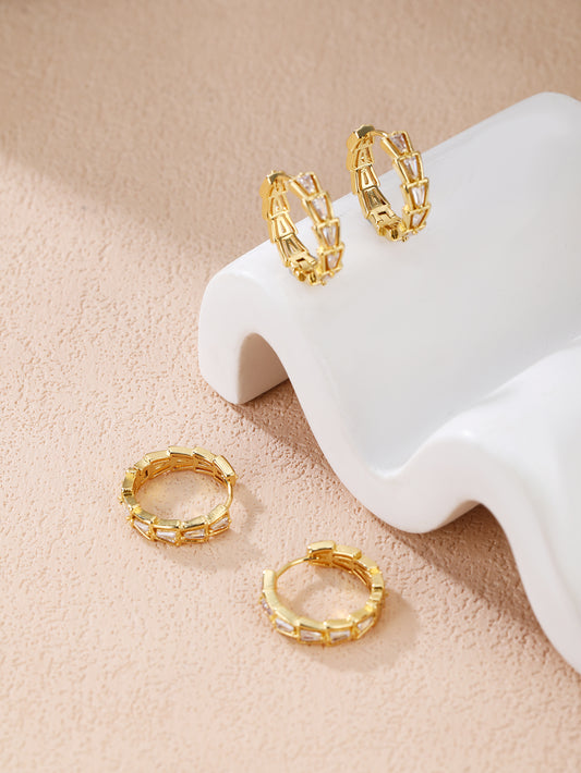 18K yellow gold plated brass earring-E023