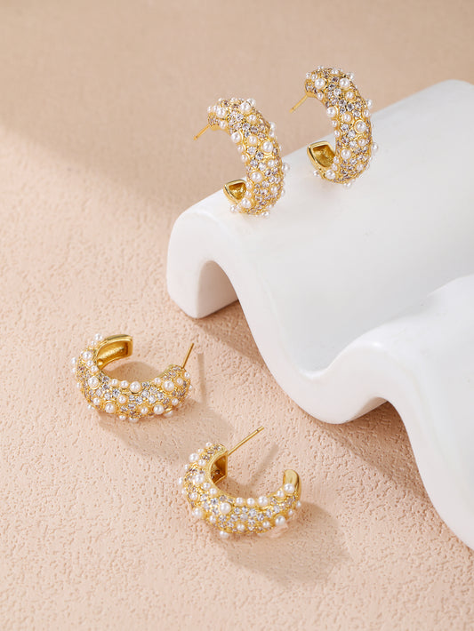 18K yellow gold plated brass earring-E026
