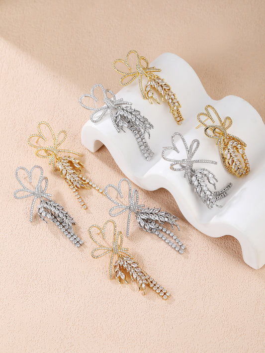 18K yellow gold plated brass earring-E040